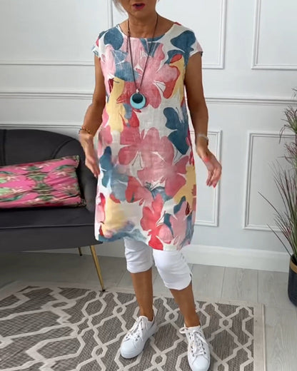 Ariana™ Colourful Relaxed Long Floral Top